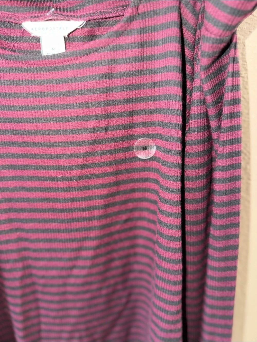Aeropostale Striped Long Sleeve Top in Burgundy & Black Size Medium NWT - Picture 4 of 6